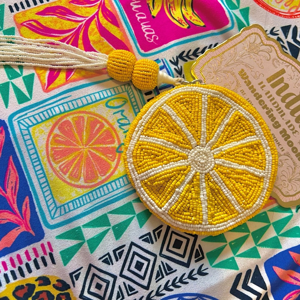🍋Viral Bright Yellow Beaded Coin Purse